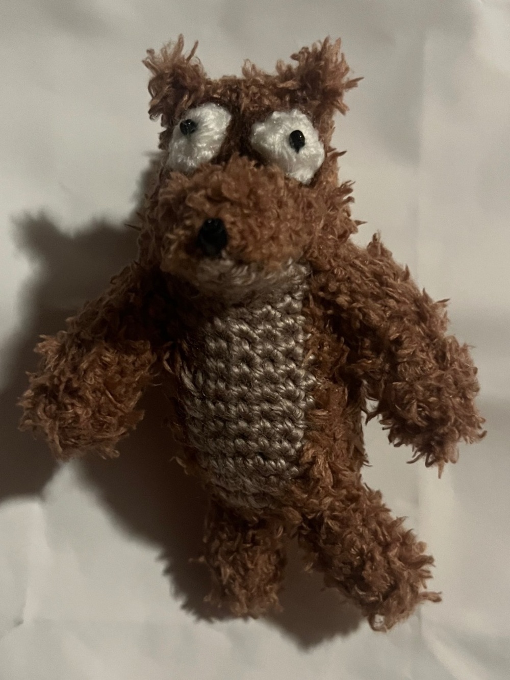 Handmade crochet Rigby from regular show